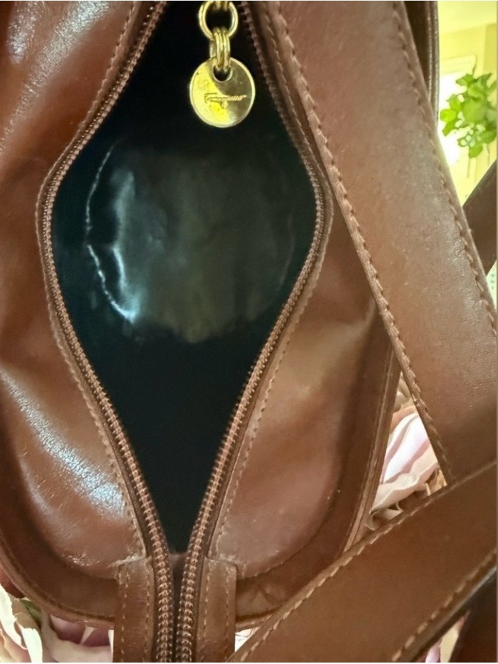Salvatore Ferragamo Brown Leather Bucket Bag with Gold Hardware - Picture 10 of 14